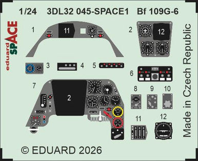 Eduard 3DL32045 1/24 Bf 109G-6 SPACE SPACE for AIRFIX