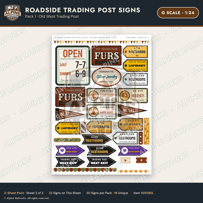 Alpine Railworks 30506G G Scale Roadside Trading Post Signs