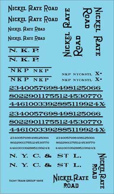 Tichy Trains 10418N N Scale Railroad Decal Set -- Nickel Plate Road Roadname Set
