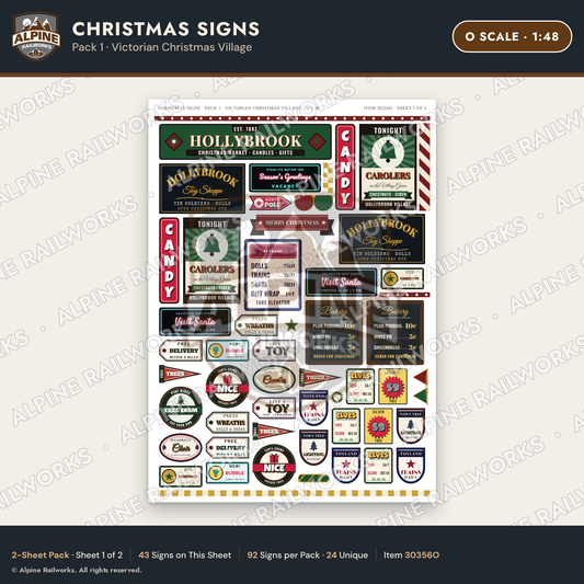 Alpine Railworks 30356O O Scale Christmas Signs