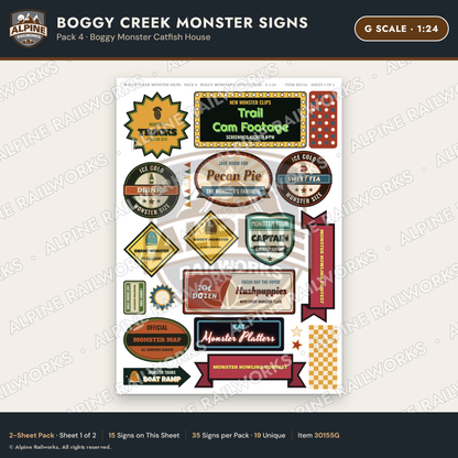 Alpine Railworks 30155G G Scale Boggy Creek Monster Signs