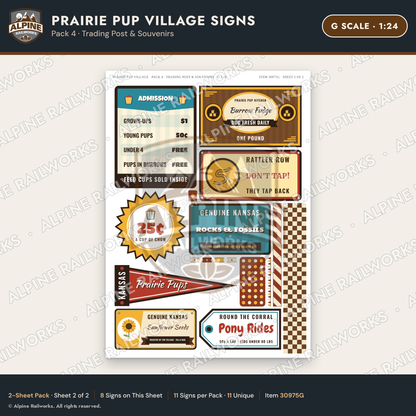 Alpine Railworks 30975G G Scale Roadside Signs - Prairie Dog Town