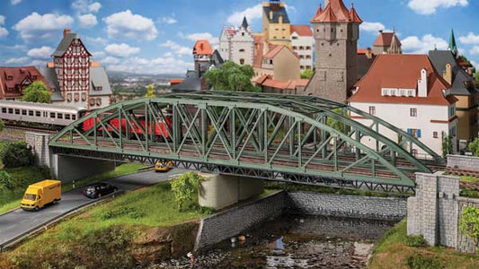 Faller 120507 HO Scale Double-Track Steel Arch Bridge with Abutments -- Kit - 26