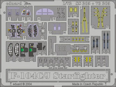 Eduard SS205 1/72 F-104C/J Starfighter Photo Etch Interior Detail Set