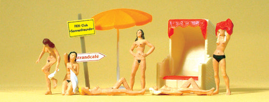 Preiser 10107 HO Scale Nude Sunbathers Figure Set