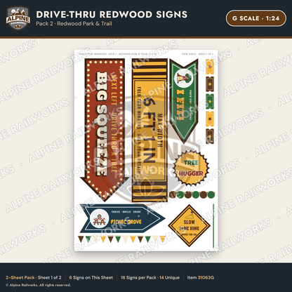 Alpine Railworks 31063G G Scale Roadside Signs - Drive-Thru Tree