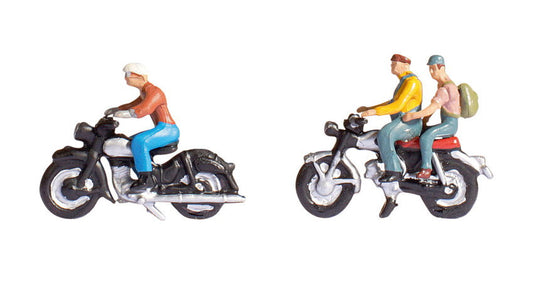 Noch 36904 N Scale Motorcyclists Set #1 - 3 People, 2 Bikes