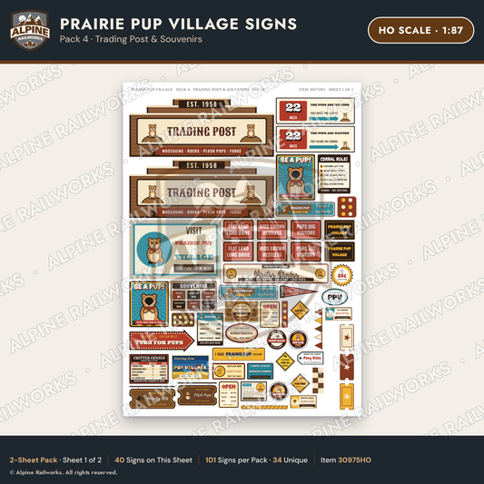 Alpine Railworks 30975HO HO Scale Roadside Signs - Prairie Dog Town