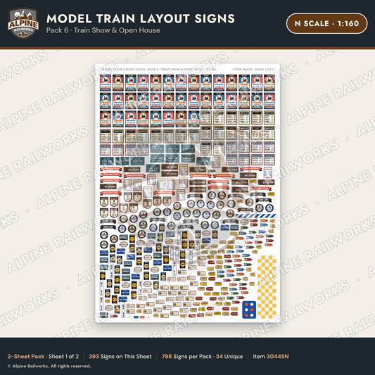 Alpine Railworks 30445N N Scale Model Train Layout Signs - Train Show