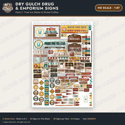 Alpine Railworks 30561HO HO Scale Roadside Signs - Western Drug Store