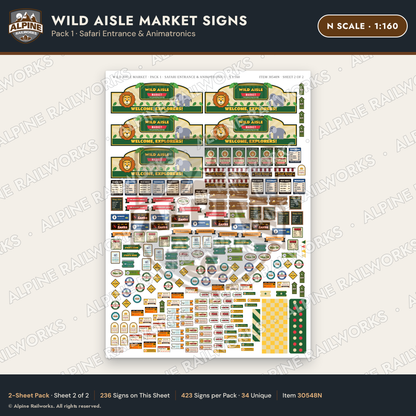 Alpine Railworks 30548N N Scale Roadside Signs - Jungle Grocery Store