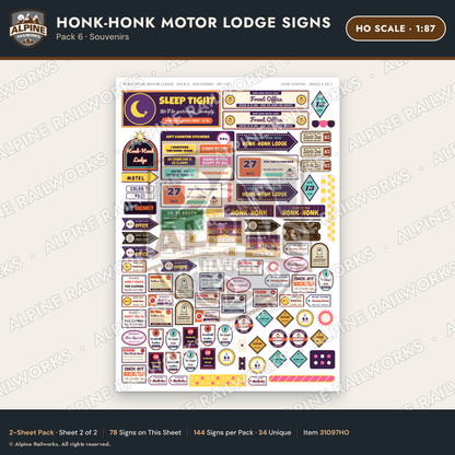 Alpine Railworks 31097HO HO Scale Roadside Signs - Clown Motel