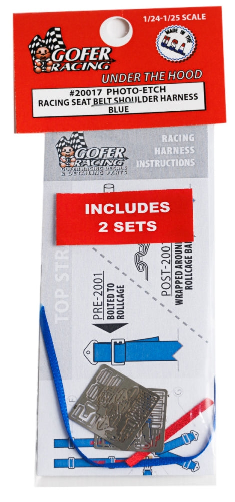 Gofer 20017 1/24-1/25 Photo-Etch Racing Seatbelts/Harness Blue (2 Sets)