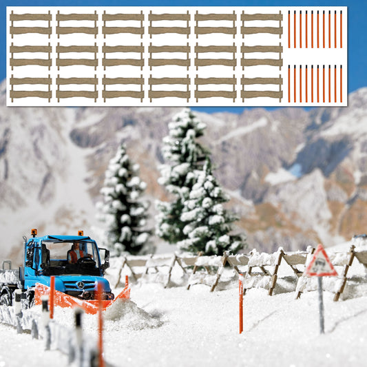 Busch 1120 HO Scale Snow Fences & Marker Poles, Wood Kit