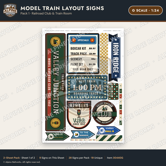 Alpine Railworks 30440G G Scale Model Train Layout Signs