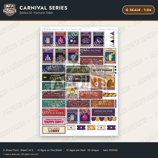 Alpine Railworks 30013G G Scale Carnival Signs - Fortune Teller