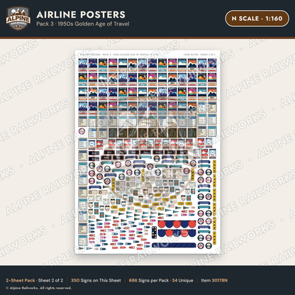 Alpine Railworks 30178N N Scale Airline Posters - Golden Age of Travel