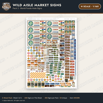 Alpine Railworks 30549N N Scale Roadside Signs - Jungle Grocery Store