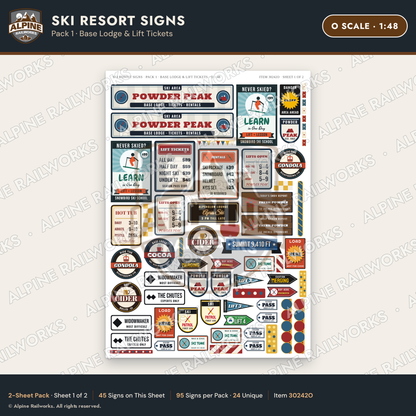 Alpine Railworks 30242O O Scale Ski Resort Signs - Base Lodge