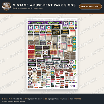 Alpine Railworks 30209HO HO Scale Vintage Amusement Park Signs