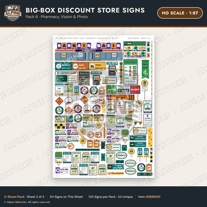 Alpine Railworks 30685HO HO Scale Big-Box Discount Store Signs