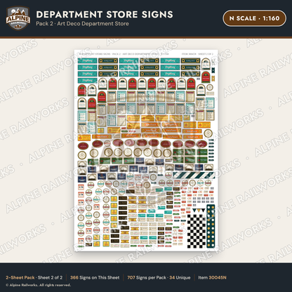 Alpine Railworks 30045N N Scale Department Store Signs