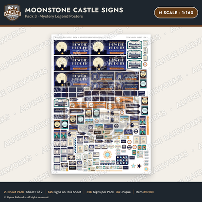 Alpine Railworks 31016N N Scale Roadside Signs - Stone Castle