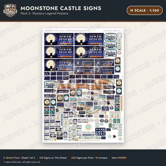 Alpine Railworks 31016N N Scale Roadside Signs - Stone Castle