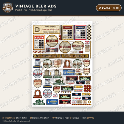 Alpine Railworks 30074O O Scale Vintage Beer Ads
