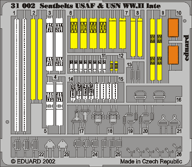 Eduard 32506 1/32 Seatbelts USAF & USN WWII Late (Pre-Painted)