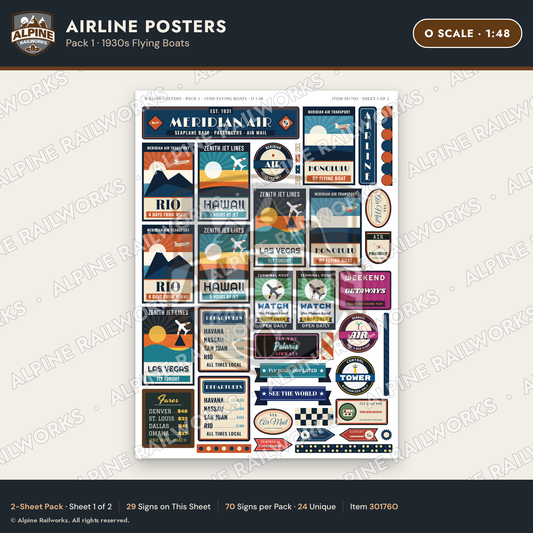 Alpine Railworks 30176O O Scale Airline Posters - 1930s Flying Boats