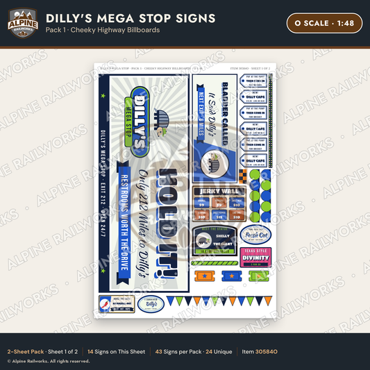 Alpine Railworks 30584O O Scale Roadside Signs - Travel Center