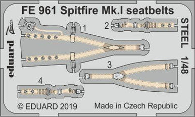 Eduard FE961 1/48 Spitfire Mk.I Seatbelts Steel for Tamiya
