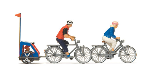 Preiser 10638 HO Scale Family on Bicycle Trip Figure Set