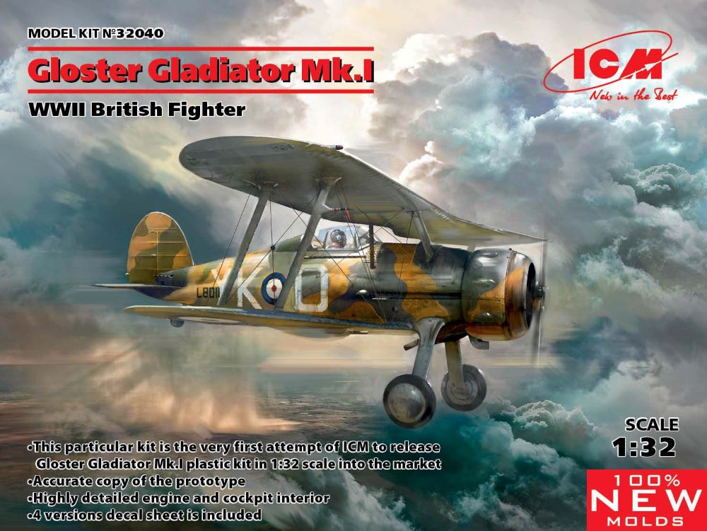 ICM Models 32040 1/32 WWII British Gloster Gladiator Mk I Fighter