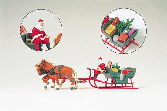 Preiser 30448 HO Scale Father Christmas Horse-Drawn Sleigh
