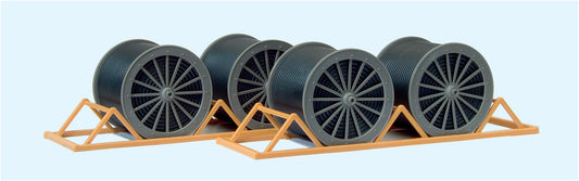 Preiser 17117 HO Scale Cable Drums with Transport Racks Kit