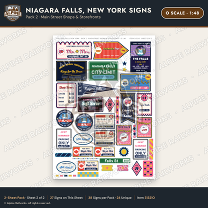 Alpine Railworks 31321O O Scale Niagara Falls NY Signs - Shops