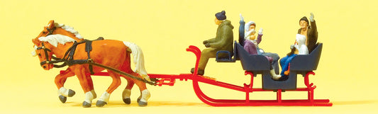 Preiser 30420 HO Tourists in a Sleigh Figure Set