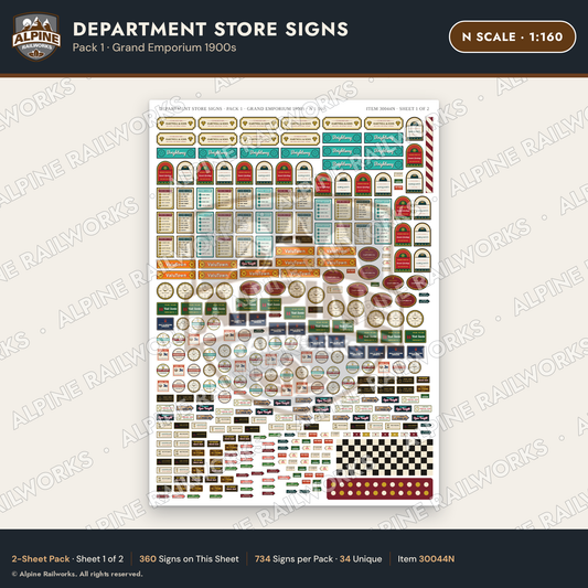 Alpine Railworks 30044N N Scale Department Store Signs