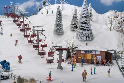 Faller 134004 HO Scale Chairlift/Ski Lift -- Kit - 24 Chairs, Ticket Kiosk, 4 Ch