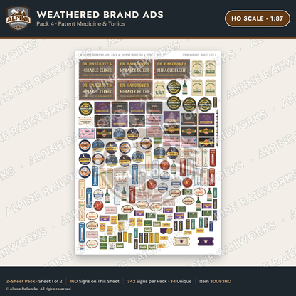 Alpine Railworks 30083HO HO Scale Weathered Brand Ads