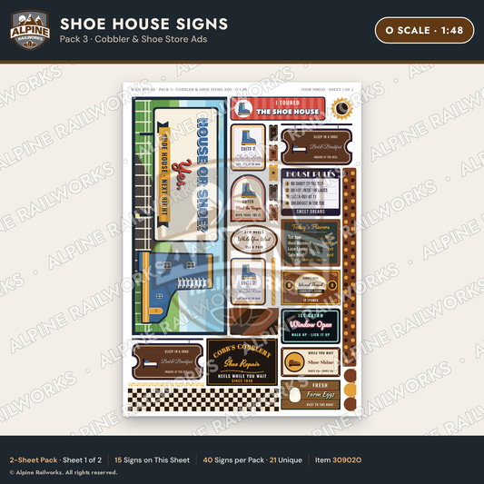Alpine Railworks 30902O O Scale Roadside Attraction Signs - Shoe House