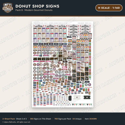 Alpine Railworks 30439N N Scale Donut Shop Signs