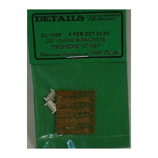 details west 1028 ho scale trombone cut levers w brackets pkg4 style i