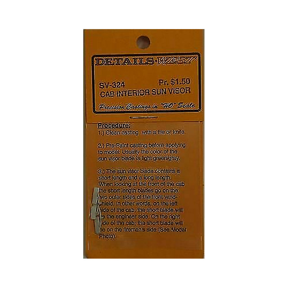 details west 324 ho scale diesel parts cab interior sun visor pkg2