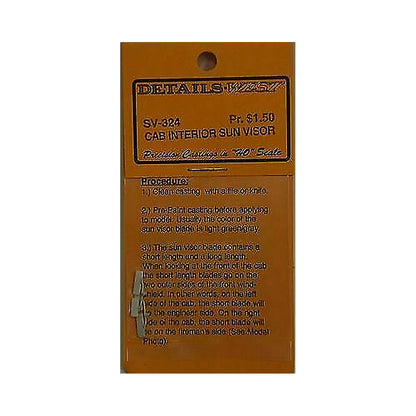 details west 324 ho scale diesel parts cab interior sun visor pkg2