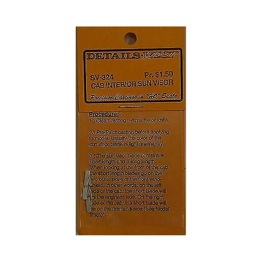details west 324 ho scale diesel parts cab interior sun visor pkg2
