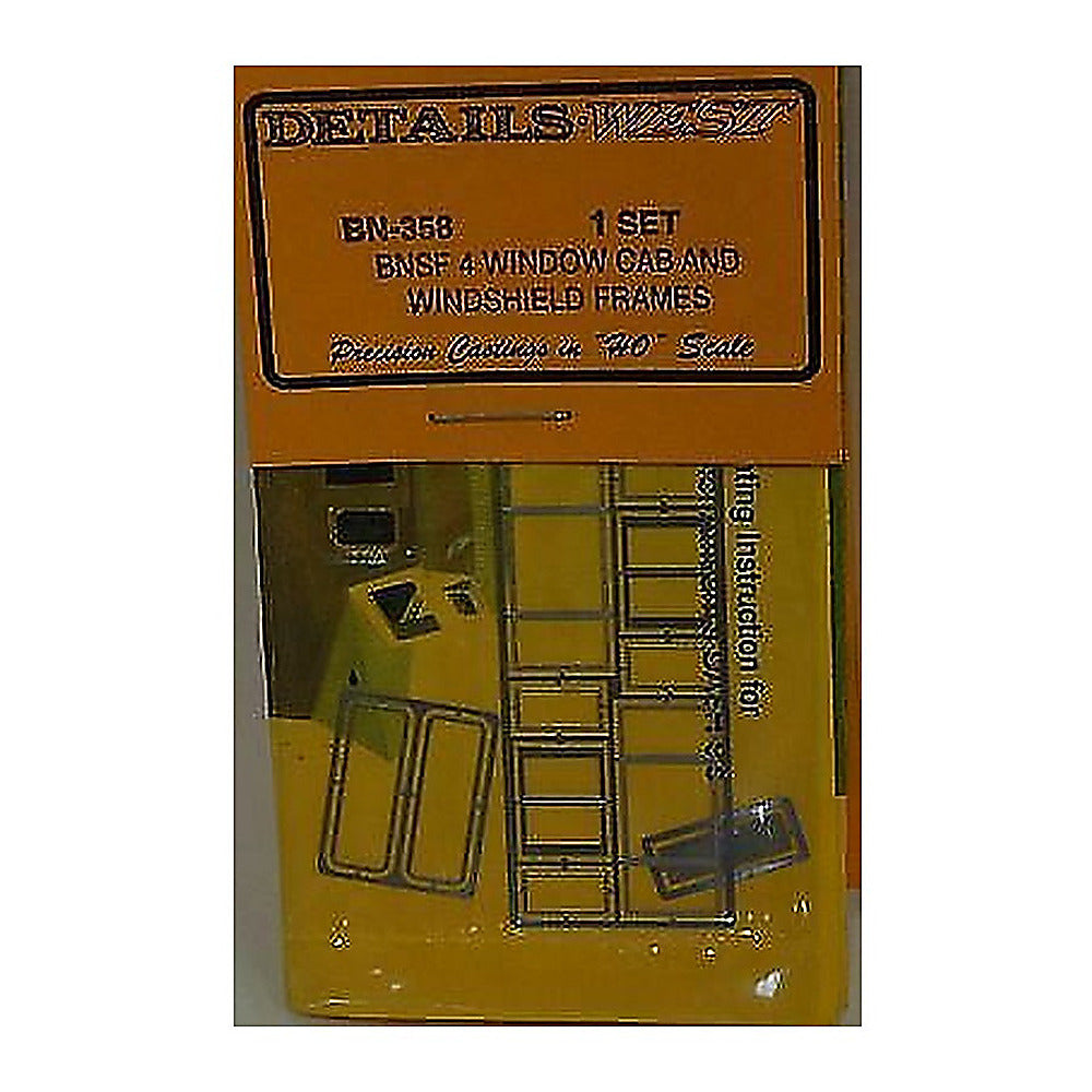 details west 358 ho scale 4 window cab windshield frames for bnsf units