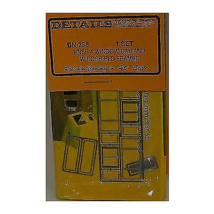 details west 358 ho scale 4 window cab windshield frames for bnsf units